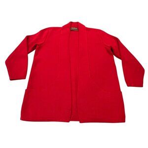 Alpacas Best Peruvian Open Cardigan, Pockets, Red, L
